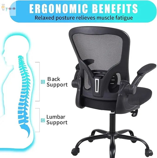 Ergonomic Office Desk Chair Breathable Mesh Swivel Computer Chair, Lumbar Back Support Task Chair, Office Chairs With Wheels And Flip-up Arms My Store