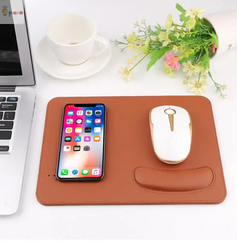 Wireless fast charging mouse pad bowl holder PU leather mouse pad My Store